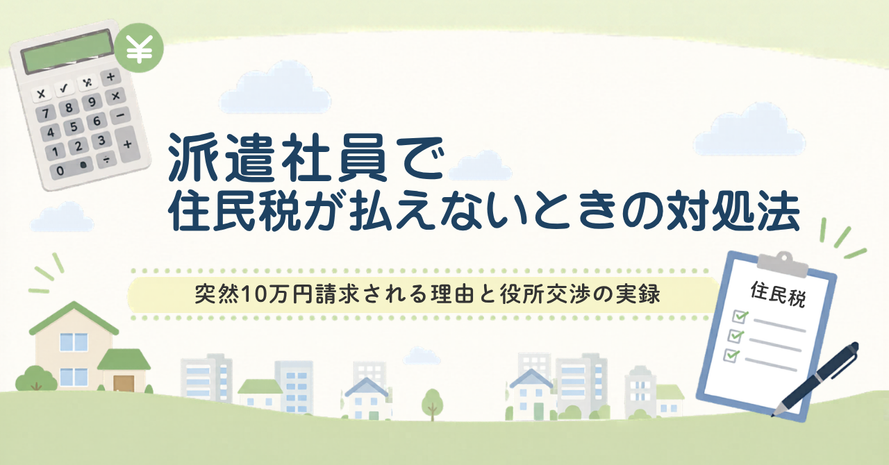 派遣社員で住民税が払えないときの対処法｜突然10万円請求される理由と役所交渉の実録
