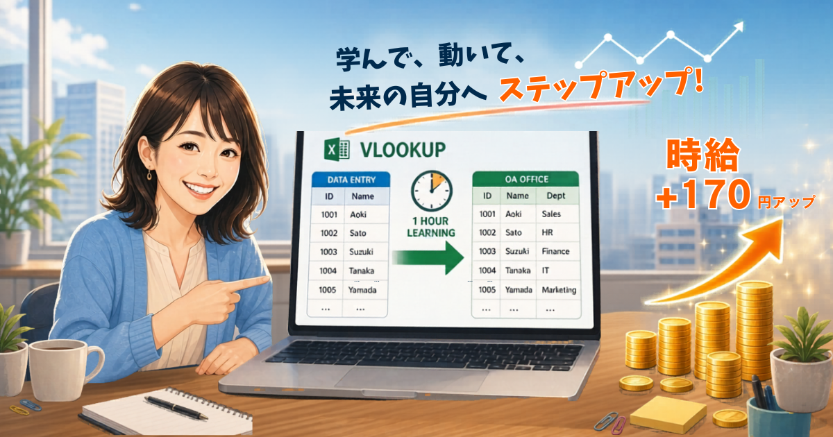 時給170円の差は、VLOOKUP関数だけ。データ入力から卒業してOA事務へステップアップする方法
