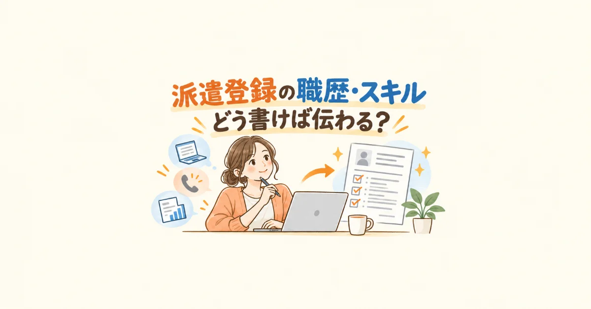 派遣登録の職歴・スキル・希望条件はどう書く？スキルシートにつながる伝え方